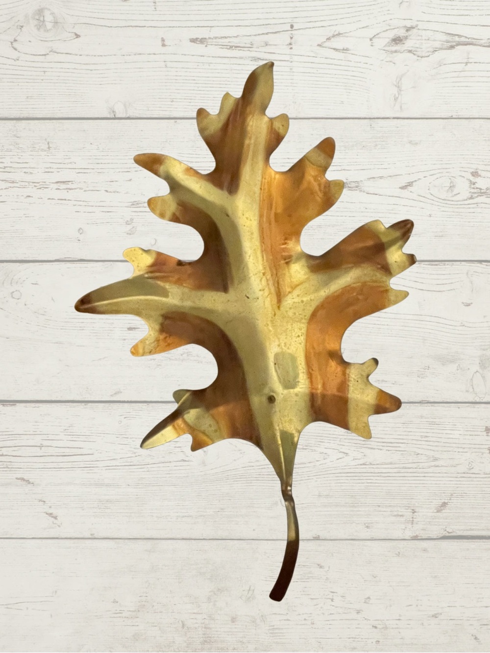 Vintage Set of 3 MCM Brass Oak Leaf Wall Art Hanging 3D Metal Plaques 8"x5" - Picture 2 of 9